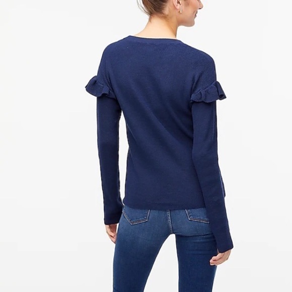 J crew Cotton ruffle-sleeve sweater - Picture 3 of 6